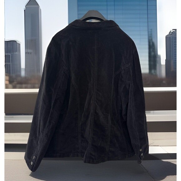 VTG 80s Women 2X Gloria Vanderbilt Stretch Black Velvet Blazer Jacket Grannycore - Picture 2 of 6